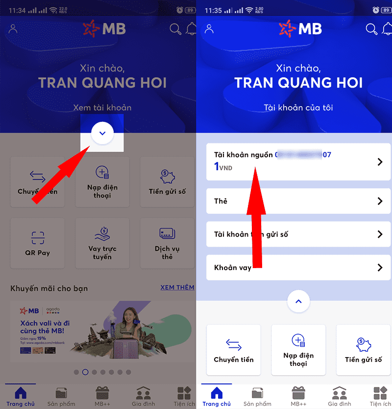 Tra cứu số tài khoản MB Bank trên app như nào?